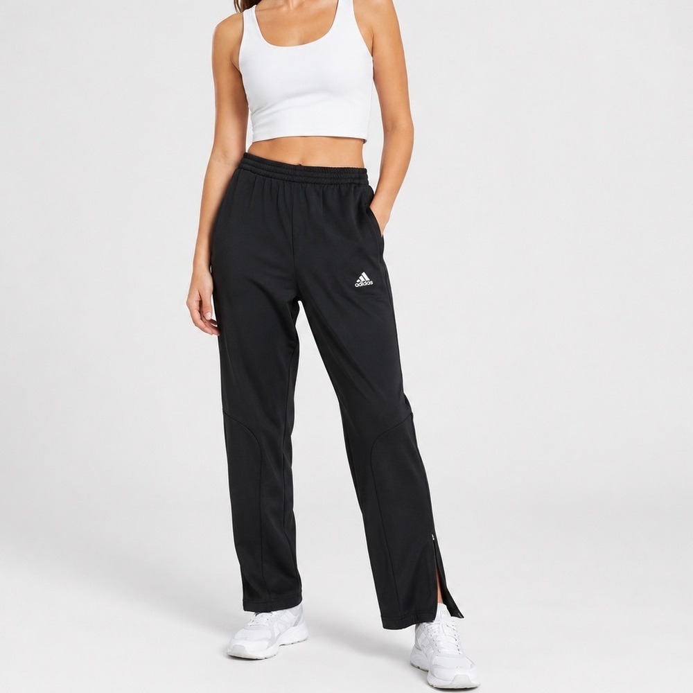 Adidas Womens Climalite Track Pants Black Straight Leg Ankle Zip Medium M